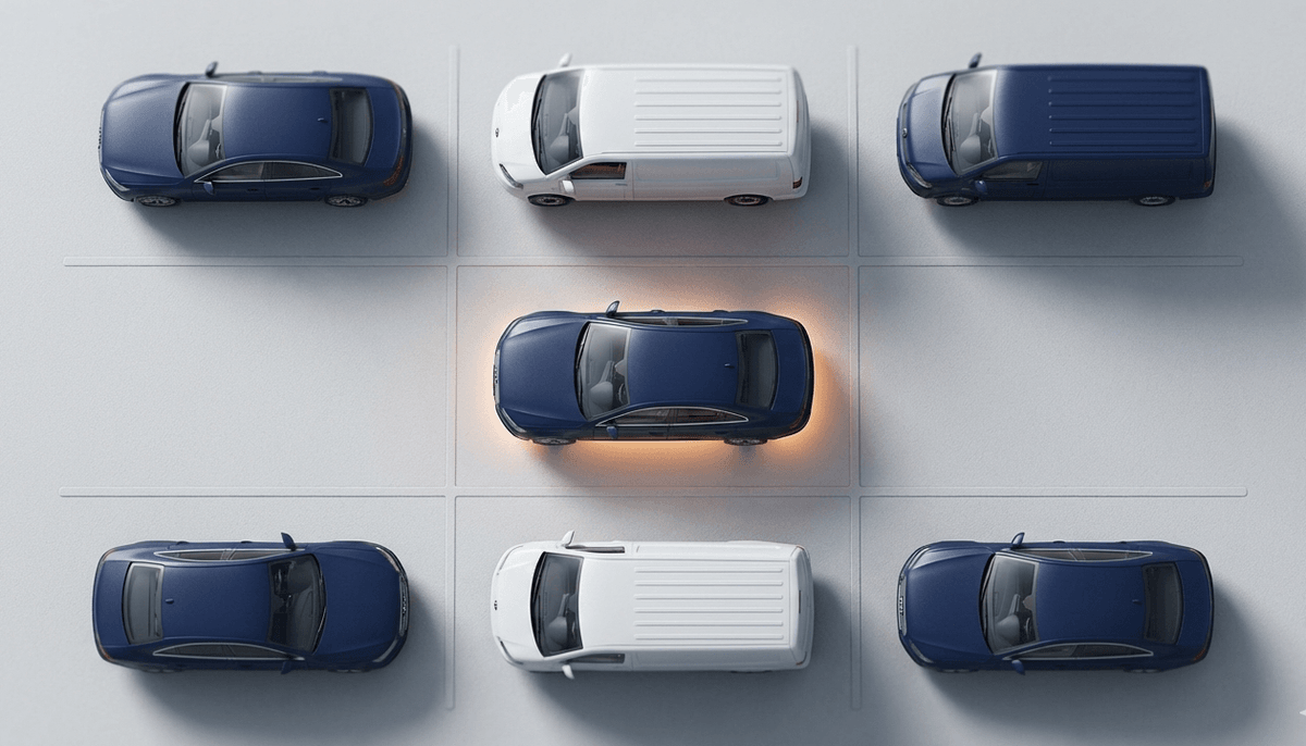 Fleet of vehicles seen from above Fleet vehicle management